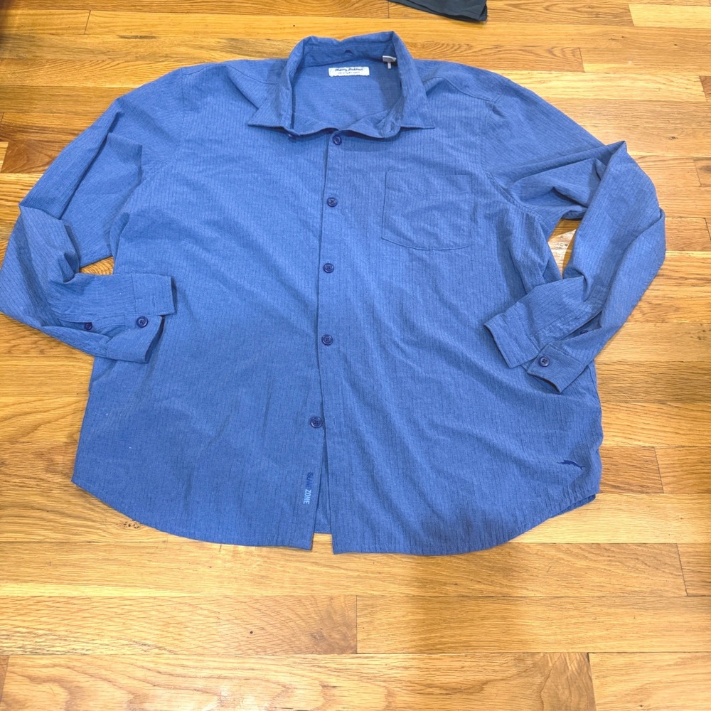 Tommy Bahama IslandZone Mens XXL Blue Long Sleeve Button Down Shirt Bahama Coast